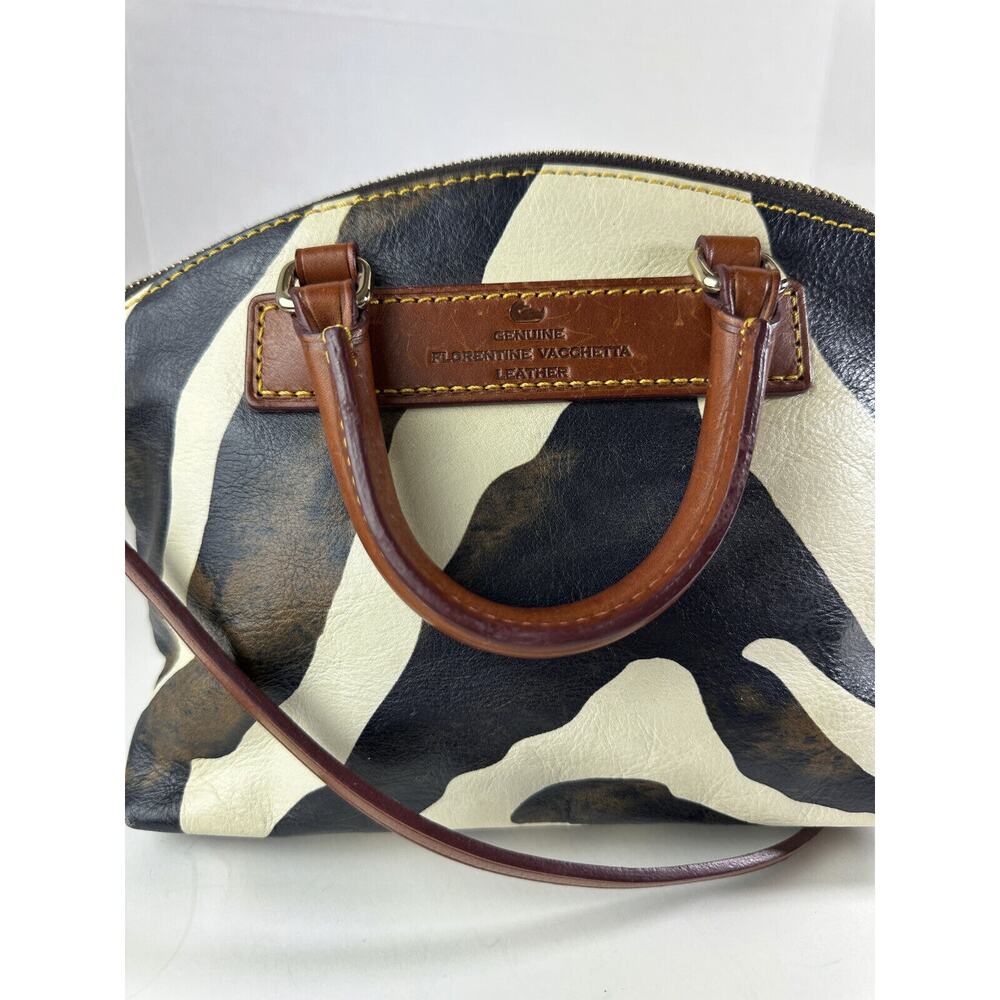 Dooney & Bourke Genuine Florentine Vacchetta Leather Satchel Zebra Print Bag - Picture 6 of 14